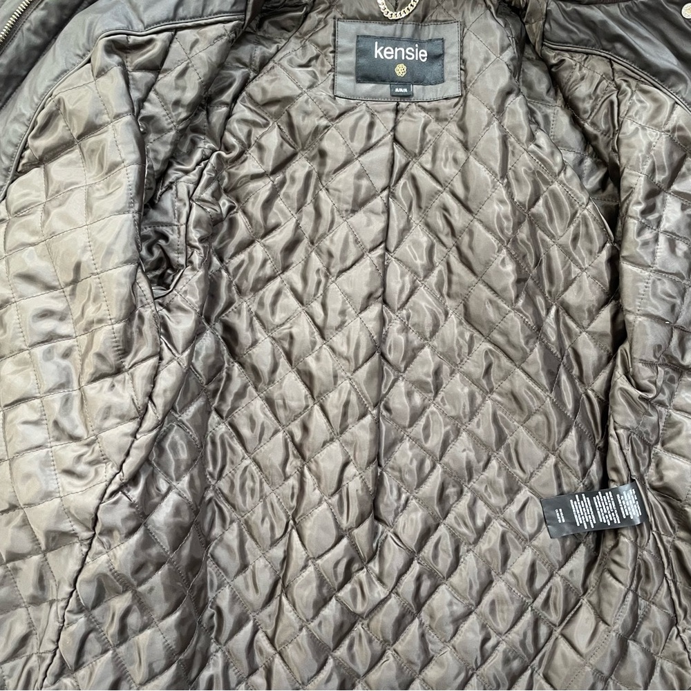 Kensie Waxed Short Barn Jacket In Dark Brown NWT size M Retail $275 - Picture 7 of 13